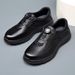 Men's Top Grain Leather Casual Shoes, Knob Business Leather Shoes With Thick Soles, Anti-Slip And Lightweight Walking Sneakers_vogvips.com