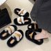 Fuzzy Slippers For Women, High-End Feel, Outdoor Wear, 2025 New Autumn And Winter Cotton Indoor Home Use, One-Word_vogvips.com