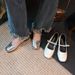 7220 Huidong Yixinda Round Square Toe Shallow Mouth Silver Small Leather Flat Hidden Heel Soft Sole Mary Jane Single_vogvips.com
