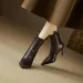 Back Zip Slim Heel Single Boots Womens Fashion Pointed Toe Paneled NonSlip WearResistant High Heels 251015_vogvips.com
