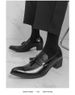 British Style Men's Pointed Toe Tassel Casual High Heel Black Versatile Business Fashion Trend Slip-On Shoes_vogvips.com