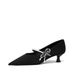 Cameido Women's Black Silk Pointed-Toe High Heels With 4.5CM Heel & Rubber Sole_vogvips.com