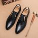 New Fashion Men's Brown Business Casual Loafer Shoes Daily Office Black Buckle Monk Men's Shoes One Foot Cover Banquet Dress Wedding Leather Shoes_vogvips.com
