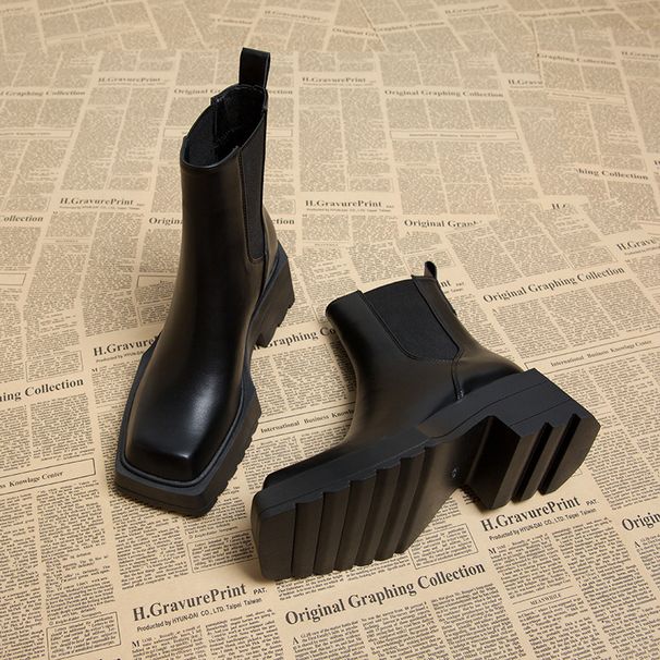2025 Spring/Summer New Style Women's Boots - Platform Chelsea Single Boot - Mallet Boot - Brown Short Boots_vogvips.com