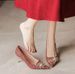 Xiuhe Women's Wedding Shoes - Elegant And Sophisticated French-style Thin Heels Chinese-style Bridal Shoes - Red High Heels_vogvips.com