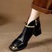 Women's Square Toe Metallic Pearl mid Heel Fashion Boots Autumn Retro Chunky Heel British Style Martin Boots_vogvips.com