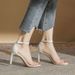 MTX Summer New Heels 2025 Nude Color Thin Strap One-Word Transparent Fairy Style Elegant High Heel Sandals For Women_vogvips.com