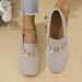 Spring/Summer Casual Women's plus Size Shoes round Toe Flat Metal Chain European American Style_vogvips.com