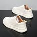 Men's Casual Sneakers Fashion Chunky White Shoes Platform Lace-Up Breathable Comfortable Daily Wear Effortless Versatility_vogvips.com