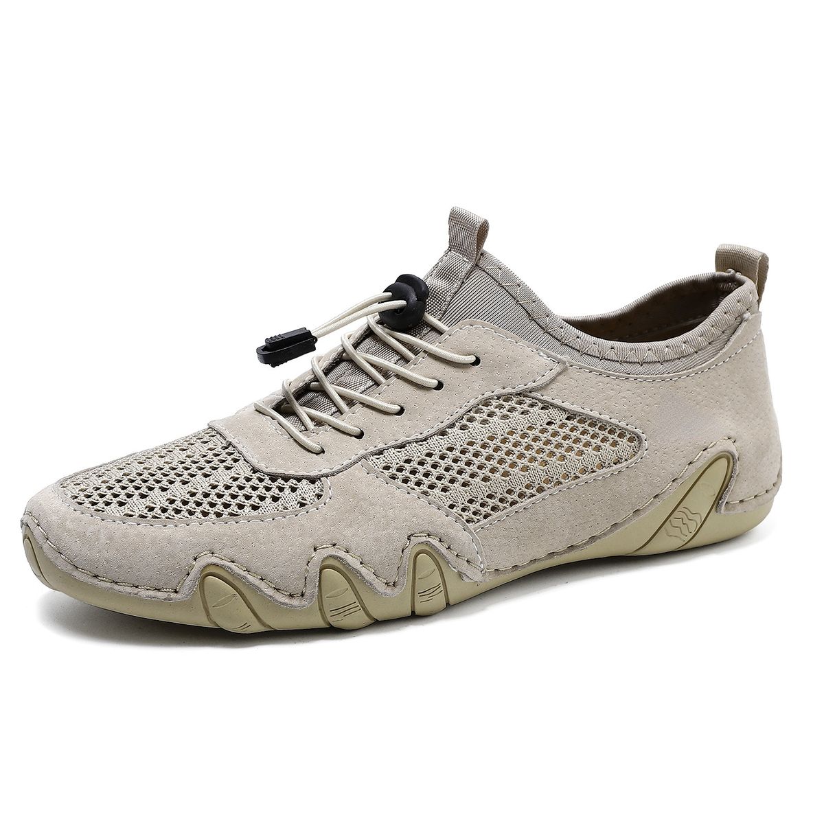 Men's Casual Sneakers Large Size Sewn Leather Mesh Shoes Octopus Men's Shoes Lazy Shoes_vogvips.com