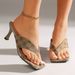 Plus Size Women's Open-Toe Slide Sandals With Rhinestone Decor Chunky Heel Comfortable Casual Thong Sandals For Summer_vogvips.com