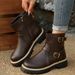 Plus Size Double Buckle Martin Boots Women's British Retro Riding Boots Winter Style_vogvips.com