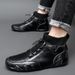European Warm Series 2025 Autumn Winter New Martin Trendy Casual High-top Leather Men's Loafers Chinese Style Fleece-lined Cotton Shoes Short_vogvips.com