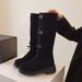 2025 Autumn Winter New Fashion Height Increasing Casual Versatile Riding With Belt Buckle Long Boots_vogvips.com