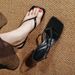 Women's Sandals 2025 New Summer Square-Toed High Heels With Thin Straps, French Style Roman Shoes, Korean Version_vogvips.com