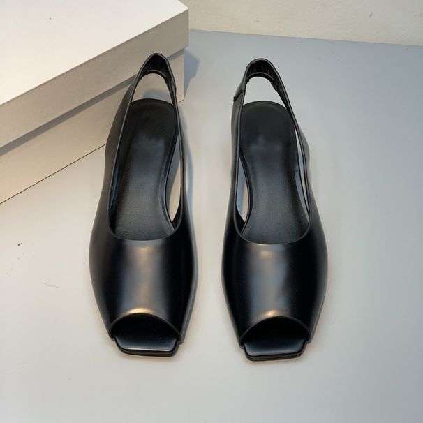 2025 New Cat Heel Single Shoes For Women Genuine Leather Niche Design Open Peep Toe High Heels French Style Elegant_vogvips.com