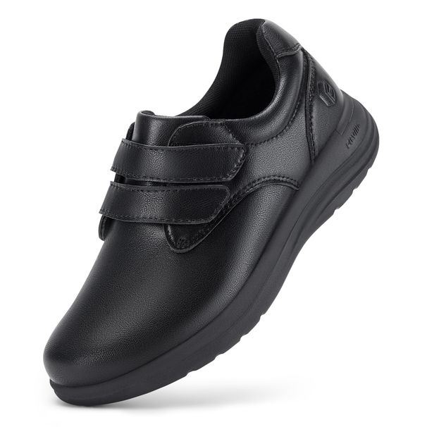 FitVille Leather Women's Diabetic Extra Wide Slip-On Walking Shoes For Womens Swollen Feet With Arch Support_vogvips.com