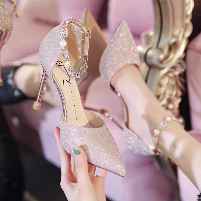 Unique Design High-heeled Sandals For Women, Stiletto Heels, New Summer 2026 Bridal Wedding Shoes, Trendy And Stylish_vogvips.com