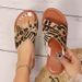 European And American Style Trendy Large Size Leopard Print Flat In Stock, New Summer Round-toe Slip-on Sandals_vogvips.com