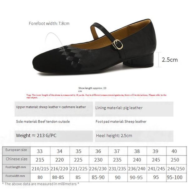Cameido Women's Casual Shoes - Genuine Sheep Leather & Suede - 2.5CM Square Toe - Non-Slip Rubber Sole_vogvips.com