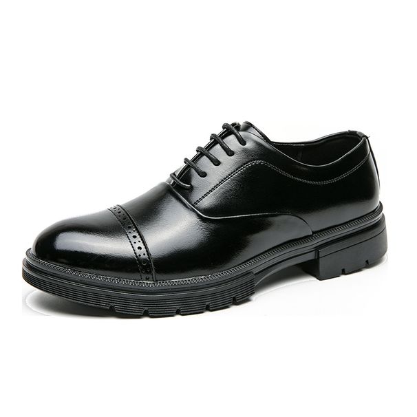 Euro Step Formal Business New Brogue Casual Leather Shoes Men's Height Increasing Tassel Slip-On Loafers Men_vogvips.com