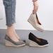 Women S Platform Wedge Sandals Fashionable Pointed Toe Slip On With Jute Rope Sole For Spring Autumn_vogvips.com