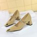 5288-7 French Marilyn Style Women's Shoes With Medium Thick Heel, Light Mouth, Colored Square Head, Metal Chain,_vogvips.com