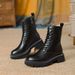 Z Genuine Soft Leather Martin For Women British Style 2024 New Spring And Autumn Fleece-Lined Brown Thick-Soled Short_vogvips.com