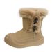 Cow Horn Buckle Snow Boots For Women 2025 New Autumn Furry Hot Item Northeast Plus Plush Thick Warm Cotton Shoes Short Boots_vogvips.com