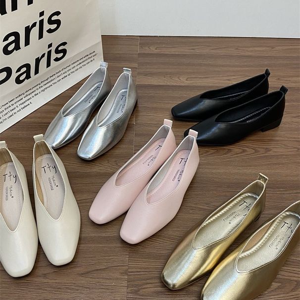 French Ladies Commuting Set Feet Solid Color Soft Sole Single Shoe Women's Spring And Autumn 2025 New Summer Outfit_vogvips.com
