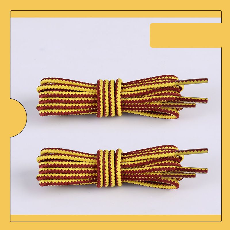 Shoe Accessories 3MM fine two color woven yellow boots Martin boots kick resistant yellow brown round shoelace rope a pair_vogvips.com