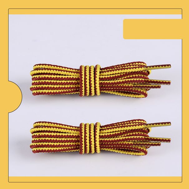 Shoe Accessories 3MM fine two color woven yellow boots Martin boots kick resistant yellow brown round shoelace rope a pair_vogvips.com