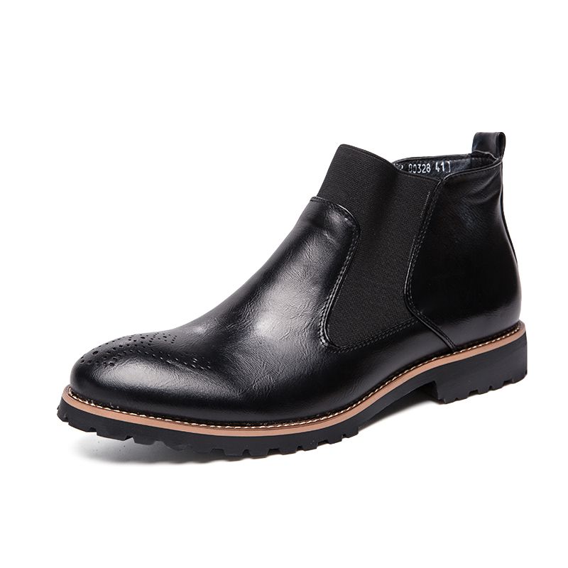 New Fashion Chelsea Boots Men's Pointy Toe Retro Boots British Men's Boots Leather Boots Leather Shoes_vogvips.com