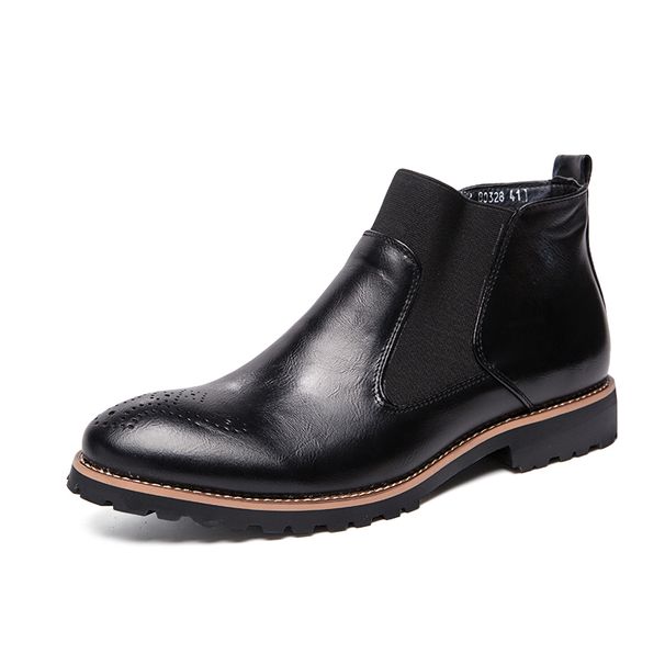 New Fashion Chelsea Boots Men's Pointy Toe Retro Boots British Men's Boots Leather Boots Leather Shoes_vogvips.com