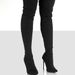 Women's Stiletto Heel Over-The-Knee Boots Stretch Knit Sock Boots Pointed Toe High Heels Fashion Boots Black Beige Pointed Toe, Stiletto Heels_vogvips.com