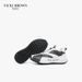 VICKI BROWN Men's Logo Print Patchwork Leather Platform Sneakers, Soft Padded Insole Comfort Non Slip Rubber Sole Fashion Casual Daily Walking Shoes_vogvips.com