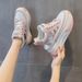 Leather Hollow Dad Shoes Women's Lightweight Inner Height Increase Casual Sports Shoes Platform Sandals_vogvips.com