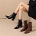 Pointed High For Women Genuine Leather Autumn Winter New Metal Toe Martin Chunky Heel Ankle Single Boots_vogvips.com