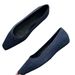 TOT No Label Square Toe Slip On Low Heel Lazy Flat Denim Blue Work Comfortable Women S Shoes_vogvips.com