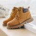 Men's Shoes Martin Boots Men's Genuine Leather Autumn And Winter New High Top Yellow Boots Casual Work Boots Mid Top Versatile Men's Boots Trendy_vogvips.com