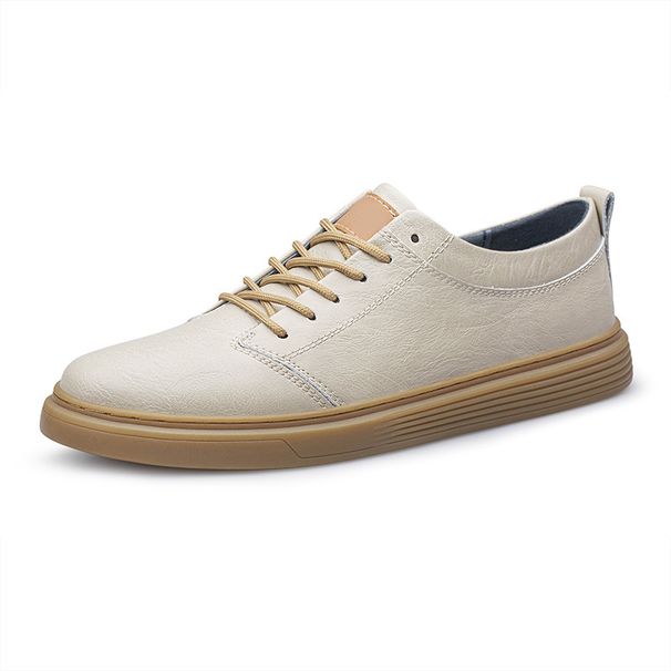 Casual Round Head Lace-up Board Shoes Men's Low-top Breathable Sports Hand-scratched Little White Men's Shoes_vogvips.com