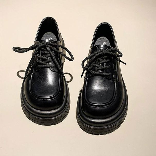 Thick-soled Loafers, Versatile Lace-up Single Shoes For Women, New Spring And Autumn 2025 Style Small Leather Shoes_vogvips.com