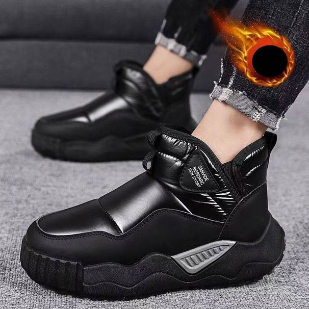 Men's Winter Snow Boots With Fleece Linin, Waterproof & Slip-Resistant High-Top Shoes For Extreme Cold Weather Leather And Fur Non Slip High Top_vogvips.com