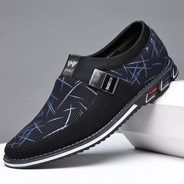The DM32863 Microfiber Men's Casual Shoes Blue Print On Black Cloth, Choose Size And Tell Seller_vogvips.com