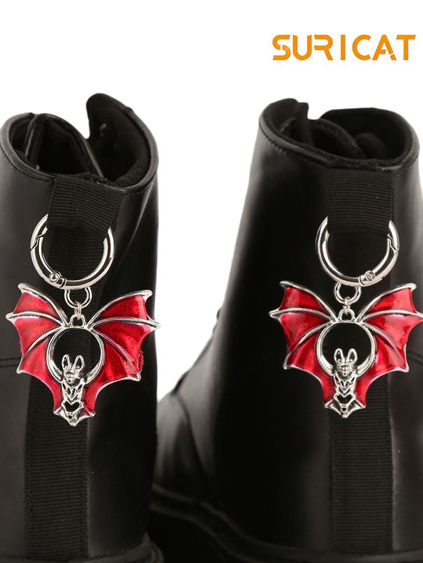 Grunge Punk Style 2-piece Gothic Outfit, Dark Bat-themed Boot Decoration, Holiday Party Gift, Halloween Decoration._vogvips.com