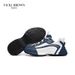 Men's Two-Tone Leather Chunky Platform Sneakers, Soft Pigskin Sponge Insole Breathable Mesh Interior Non-Slip Rubber Outsole Daily Casual Footwear_vogvips.com