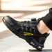 Men's Safety Work Sneakers, Breathable Mesh, Rotary Buckle, Anti-Smashing Anti-Puncture Steel Toe Shoes For Construction Factory Workers_vogvips.com