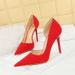 Elegant Women's High Heels For Parties - Pointed Toe, Side Cut-Out Design, Retro Texture, Slim Heel (6-8cm), Available In Multiple Colors & Sizes_vogvips.com