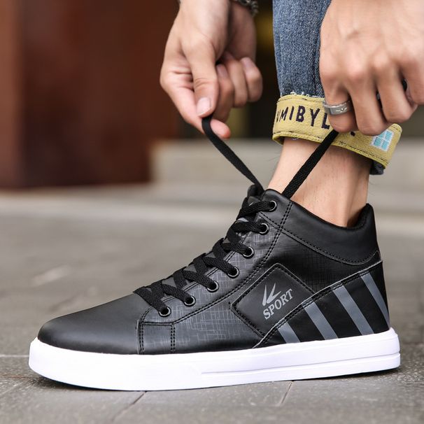 Men's Casual High-Top Sneakers With Lace-Up Design, Breathable PU Upper & Durable Rubber Sole For Running, Walking & Daily Wear (Sizes 39-48)_vogvips.com