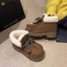 Korean Style Personalized Lace-Up Platform Snow For Women Winter Warm Slip-On Short Plush Cotton Shoes Non-Slip_vogvips.com